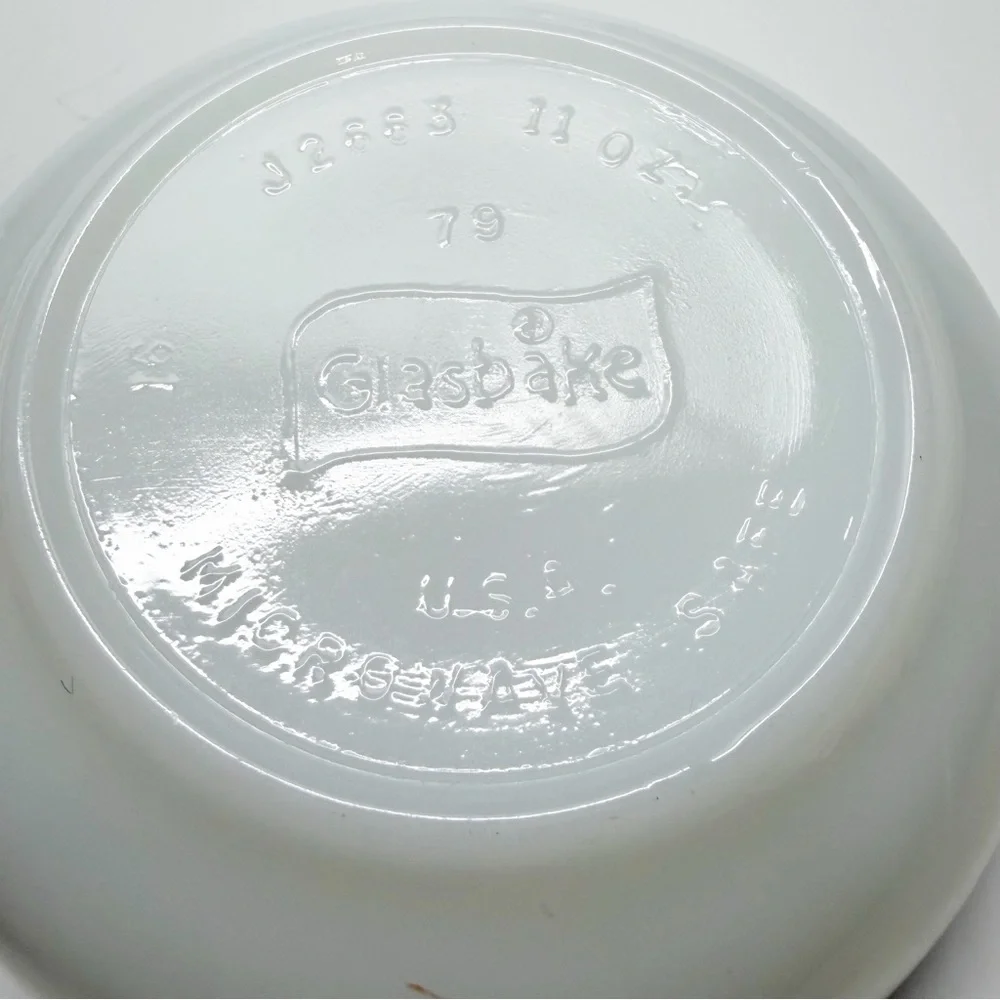 Vintage Glasbake Milk Glass 5” Bowls with Handle Set of 3